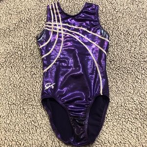 GK Elite Purple and Silver Gymnastics Leotard